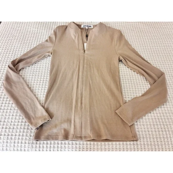 NWT Joah Brown Invisible Zip Long Sleeve Top - Picture 3 of 4